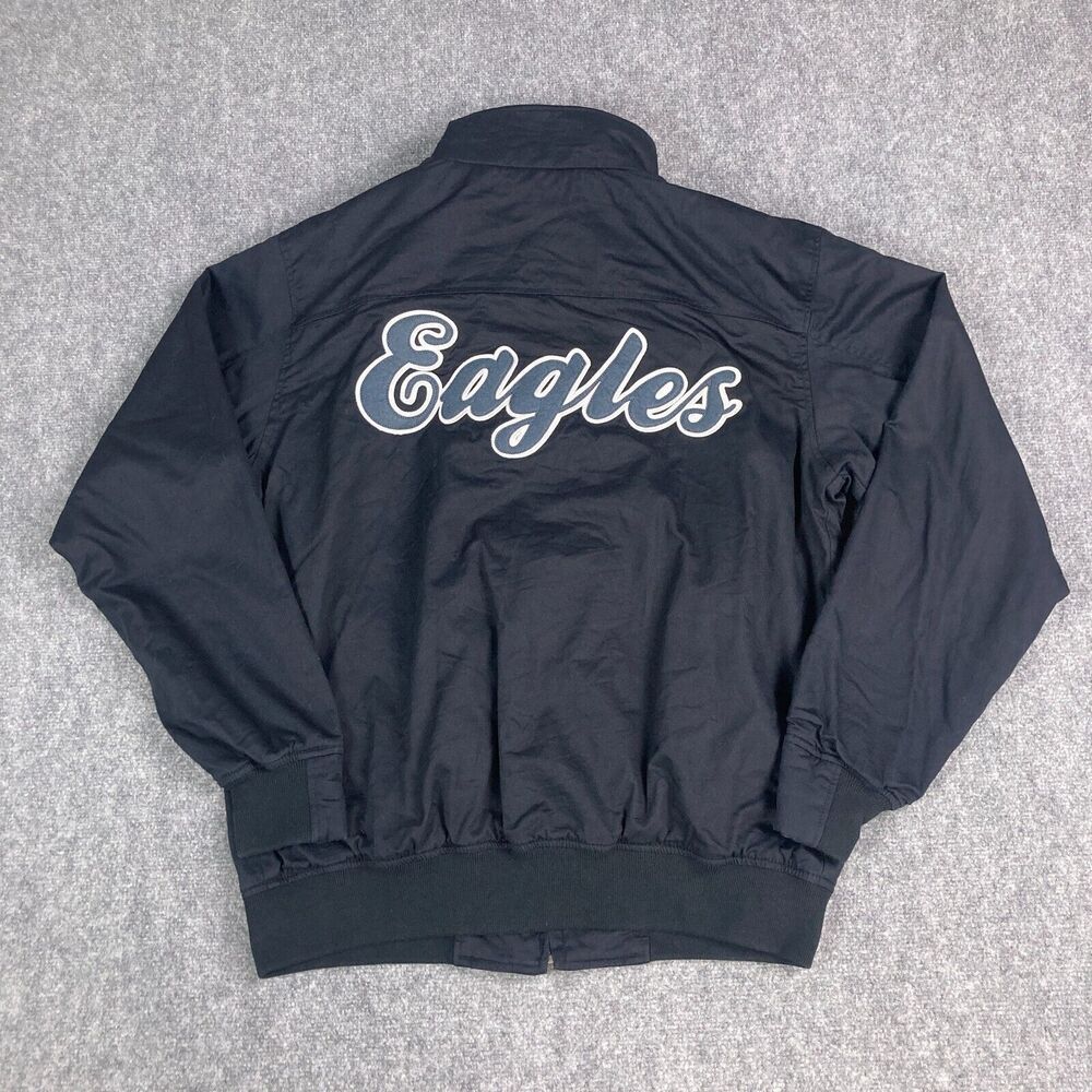 Stall And Dean Bomber Jacket Mens XL Eagles New Orleans Louisiana Black Full Zip - Picture 12 of 13